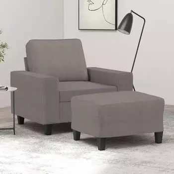 vidaXL Sessel mit Hocker Taupe 60cm Stoff (3201150)
