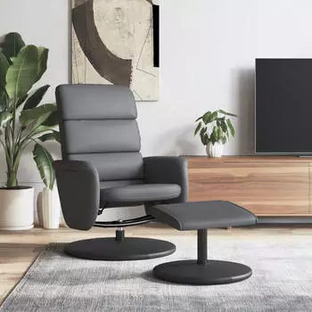 vidaXL Relaxsessel mit Fu&szlig;hocker Grau Kunstleder (356723)