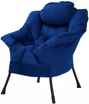 ML-Design Ohrensessel Dunkelblau, Textil, Armlehnen, Seitentasche, Stahlrahmen