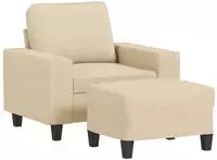 vidaXL Sessel mit Hocker Creme 60 cm Stoff