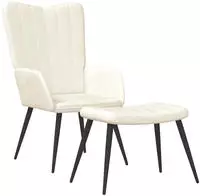vidaXL Relaxsessel mit Hocker Cremewei&szlig; Samt