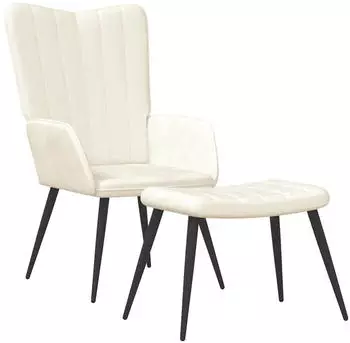 vidaXL Relaxsessel mit Hocker Cremewei&szlig; Samt (327697)