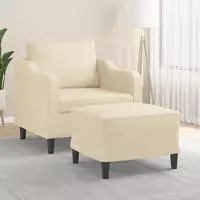 vidaXL Sessel mit Hocker Creme 60 cm Stoff