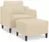 vidaXL Sessel mit Hocker Stoff Creme 60cm (3201129)