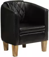 vidaXL Clubsessel Schwarz Echtleder
