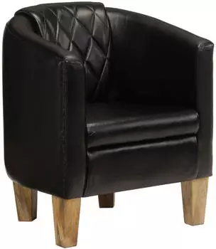 vidaXL Clubsessel Echtleder Holzgestell Schwarz (359639)