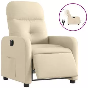 vidaXL Elektrischer Relaxsessel, Stoff, Creme