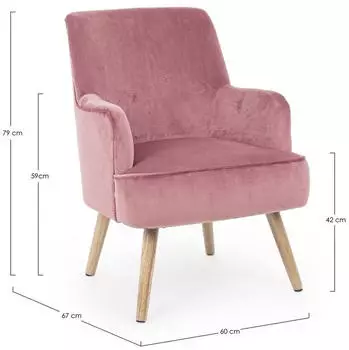 Bizzotto Adeline Sessel Samt-Optik, gepolstert, rosa (748174)