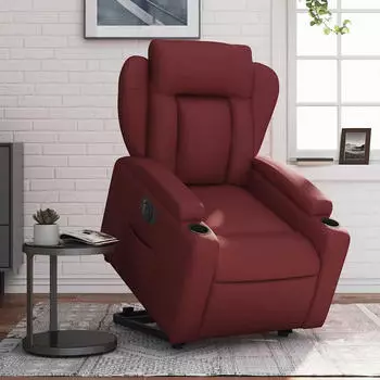 vidaXL Relaxsessel mit elektrischer Aufstehhilfe Weinrot Kunstleder (3204562)