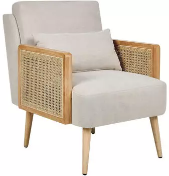 Beliani Orum Sessel Wiener Geflecht Rattan Kissen beige (Orum)
