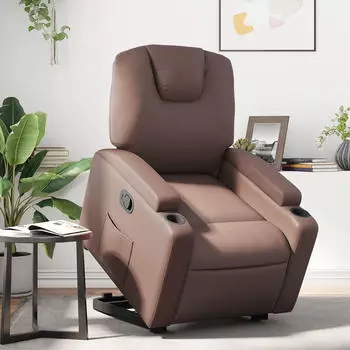 vidaXL Relaxsessel mit Aufstehhilfe Kunstleder Braun (3204432)