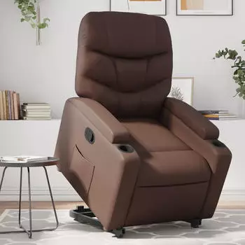 vidaXL Relaxsessel mit Aufstehhilfe Braun Kunstleder (3204660)