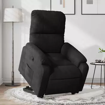 vidaXL Relaxsessel mit Aufstehhilfe Schwarz Mikrofasergewebe (3204932)
