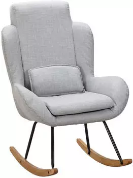 Finebuy CAPRI Schaukelstuhl Stoff Grau (SuVa14311_1)