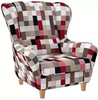 Supellex Sofia Ohrensessel Patchwork kariert, mehrfarbig (5107)