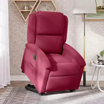 vidaXL Relaxsessel mit Aufstehhilfe Elektrisch Weinrot Samt (3204327)