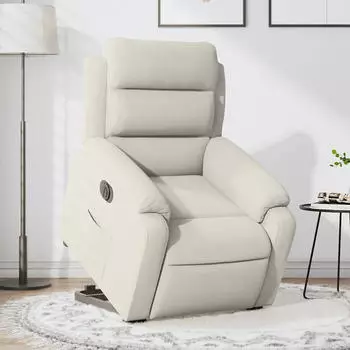vidaXL Relaxsessel mit Aufstehhilfe Elektrisch, Creme, Samt (3205123)