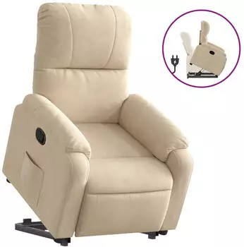 vidaXL Relaxsessel mit Aufstehhilfe Creme Mikrofasergewebe (3204933)