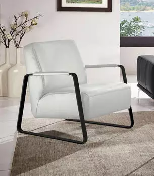 Willi Schillig quadroo Loungesessel Cocktailsessel Leder wei&szlig; (Z73)