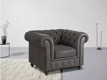 Home Affaire Chesterfield Sessel Mikrofaser braun, 105x69x74cm