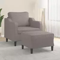 vidaXL Sessel mit Hocker Taupe 60 cm Stoff