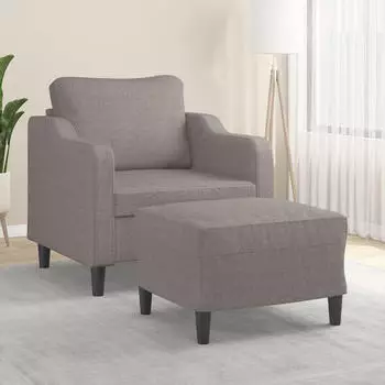 vidaXL Sessel mit Hocker Taupe Stoff 60cm (3201134)