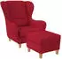Supellex Sofia Ohrensessel mit Hocker, Textil, Rot (Vienna)