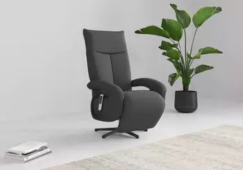 sit&more Emely TV-Sessel 360&deg; Drehfunktion Kopfteilverstellung dunkelgrau 95% Polyester