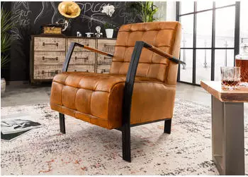 Massivmoebel24 Iron Label #13 Sessel Echtleder Cognac (09-151-890-0013)