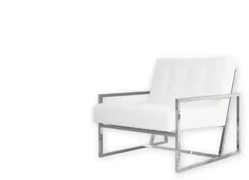 S-Style Möbel Karin Loungesessel Bouclé-Stoff Weiß, Metallfüße Silber (84x81x89cm)