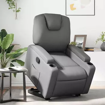 vidaXL Relaxsessel mit Aufstehhilfe Grau Kunstleder (3204433)