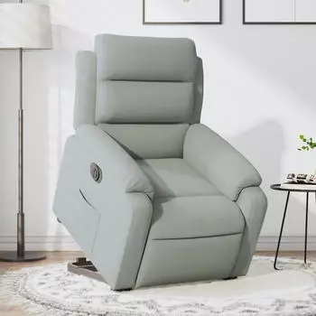 vidaXL Relaxsessel mit Aufstehhilfe Elektrisch Hellgrau Samt (3205114)