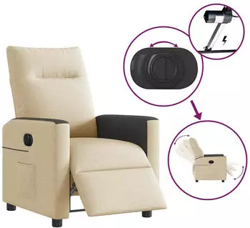 vidaXL Elektrischer Relaxsessel Stoff Creme (3324042)