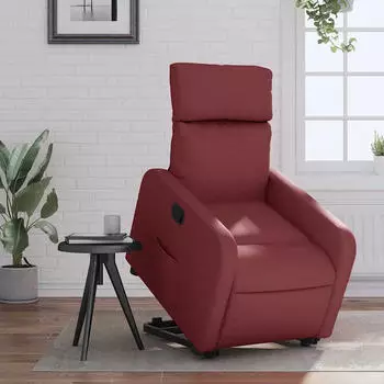 vidaXL Relaxsessel mit Aufstehhilfe Weinrot Kunstleder (3206753)