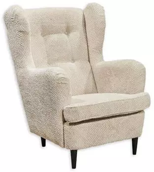 Black Red White Oskar Ohrensessel Webstoff, Beige/Schwarz, Holzf&uuml;&szlig;e (64-354-14x)
