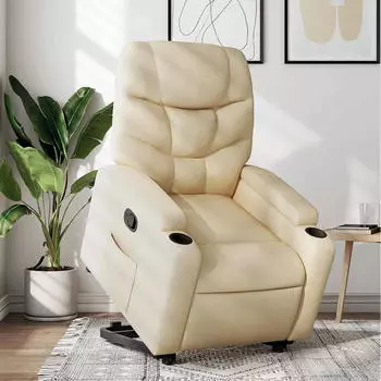 vidaXL Relaxsessel mit Aufstehhilfe Creme Stoff (3204605)