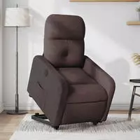 vidaXL Relaxsessel mit Aufstehhilfe Elektrisch Dunkelbraun Stoff