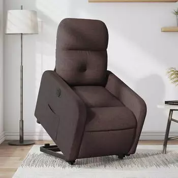 vidaXL Relaxsessel mit Aufstehhilfe Elektrisch, Dunkelbraun, Stoff (3206818)