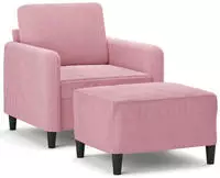 vidaXL Sessel mit Hocker Rosa 60 cm Samt