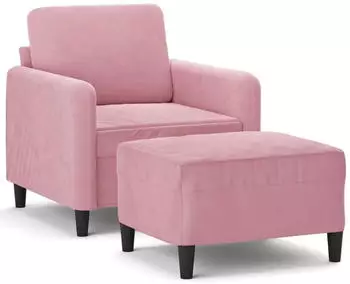 vidaXL Sessel mit Hocker, Samt, Rosa, 60cm (3201167)