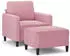 vidaXL Sessel mit Hocker, Samt, Rosa, 60cm (3201167)