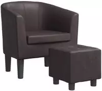 vidaXL Clubsessel mit Fu&szlig;hocker Braun Kunstleder