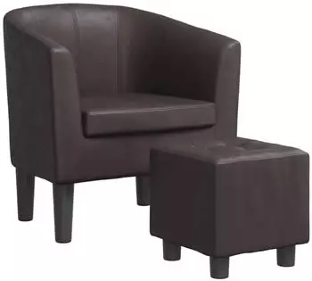 vidaXL Clubsessel mit Fu&szlig;hocker Braun Kunstleder (356493)
