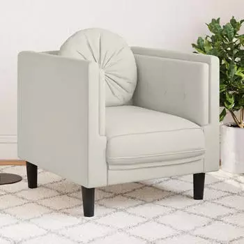 vidaXL Sessel mit Kissen, Samt, Creme (372629)