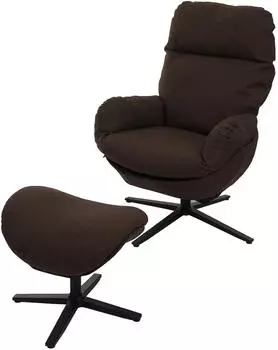 MCW Relaxsessel mit Hocker L12, drehbar, Stoff/Textil, braun (MCW-L12)