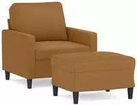 vidaXL Sessel mit Hocker Braun 60 cm Samt