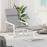 vidaXL Relaxsessel mit Hocker Hellgrau Stoff