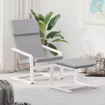 vidaXL Relaxsessel mit Hocker Hellgrau Stoff (3154415)