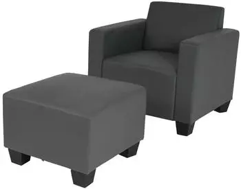 MCW Moncalieri Loungesessel mit Ottomane, Kunstleder, dunkelgrau (73663)