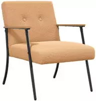 vidaXL Sessel Beige Lockiger woll&auml;hnlicher Stoff